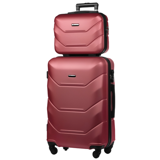 Dunkelroter Mittelgroßer Koffer Mit Kosmetikkoffer