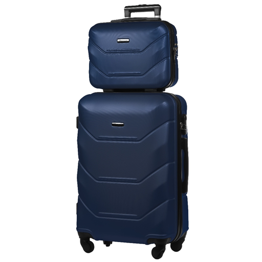 Reiseset Mittlerer Koffer + Kosmetikkoffer aus ABS (M+BC) Marineblau