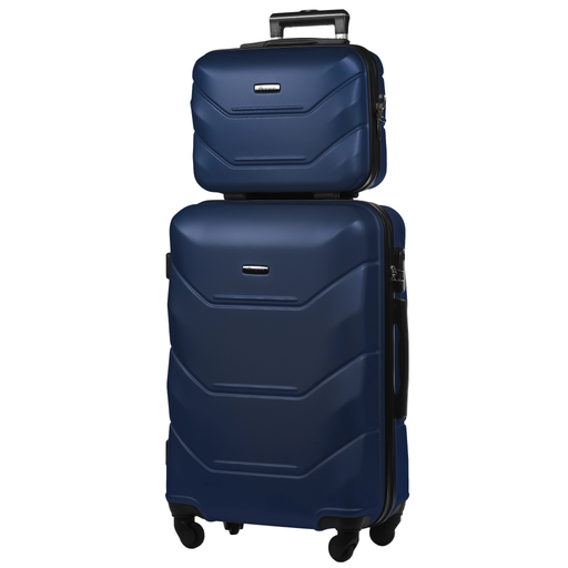 Dunkelblauer Mittelgroßer Koffer Mit Kosmetikkoffer