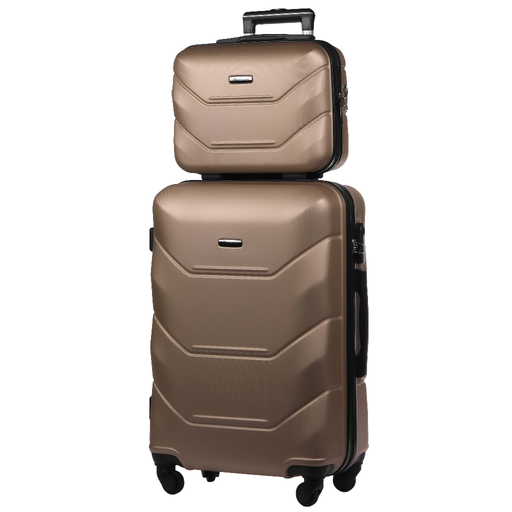 Reiseset Mittlerer Koffer + Kosmetikkoffer aus ABS (M+BC) Champagnerfarbene