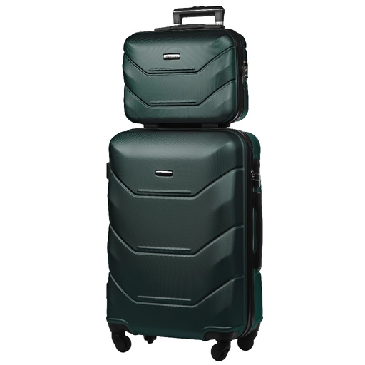 Reiseset Mittlerer Koffer + Kosmetikkoffer aus ABS (M+BC) Grün