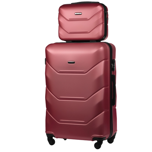 Dunkelroter Großer Koffer Mit Kosmetikkoffer