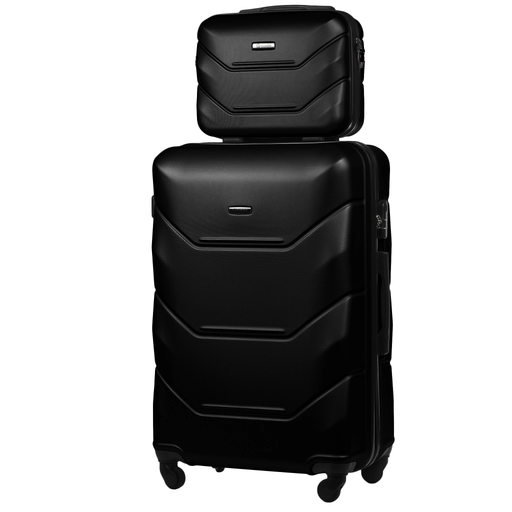 Reiseset Großer Koffer + Kosmetikkoffer aus ABS (XL+BC) Schwarz