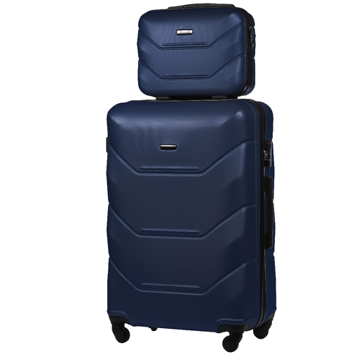 Reiseset Großer Koffer + Kosmetikkoffer aus ABS (XL+BC) Marineblau