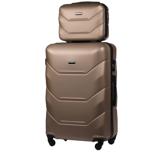 Beiger Großer Koffer Mit Kosmetikkoffer