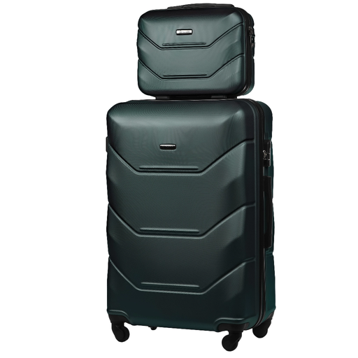 Reiseset Großer Koffer + Kosmetikkoffer aus ABS (XL+BC) Grün