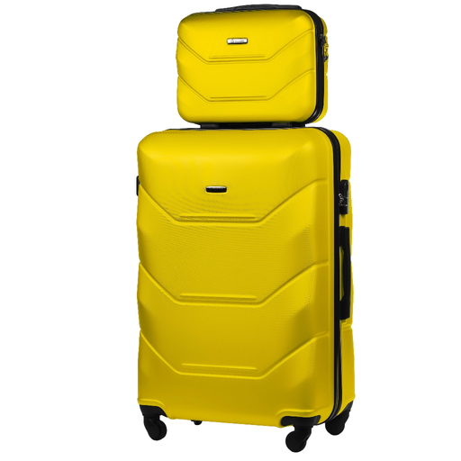 Reiseset Großer Koffer + Kosmetikkoffer aus ABS (XL+BC) Gelb