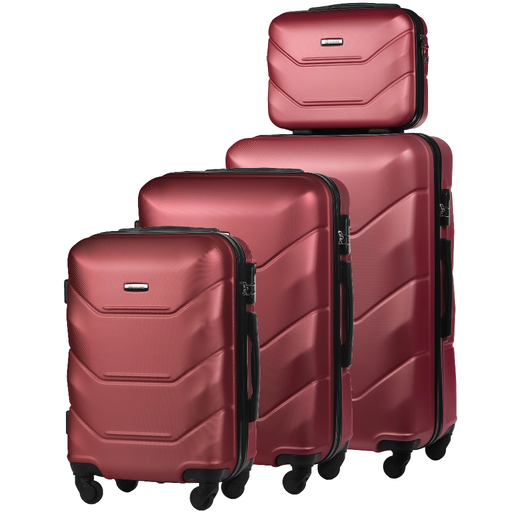 Set aus 4 Hartschalenkoffern aus ABS (XL+M+S+BC) Bordeauxfarben