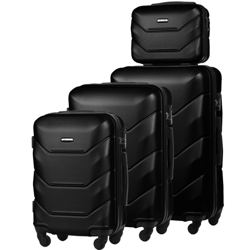 Set aus 4 Hartschalenkoffern aus ABS (XL+M+S+BC) Schwarz