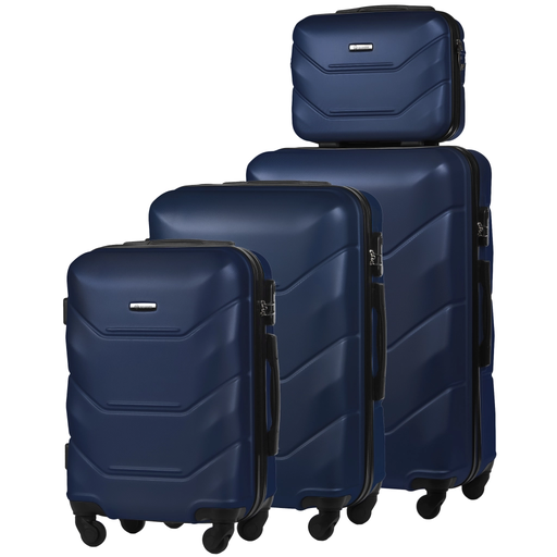 Set aus 4 Hartschalenkoffern aus ABS (XL+M+S+BC) Marineblau