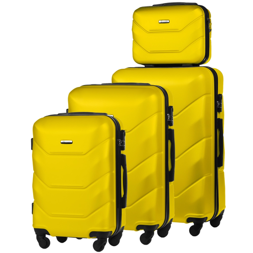 Set aus 4 Hartschalenkoffern aus ABS (XL+M+S+BC) Gelb