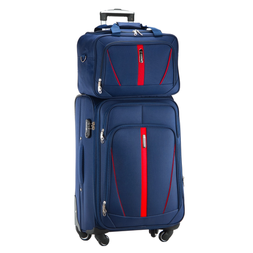 Dunkelblauer Mittelgroßer Weichschalenkoffer mit Reisetasche