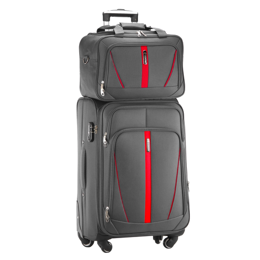 Grauer Mittelgroßer Weichschalenkoffer mit Reisetasche