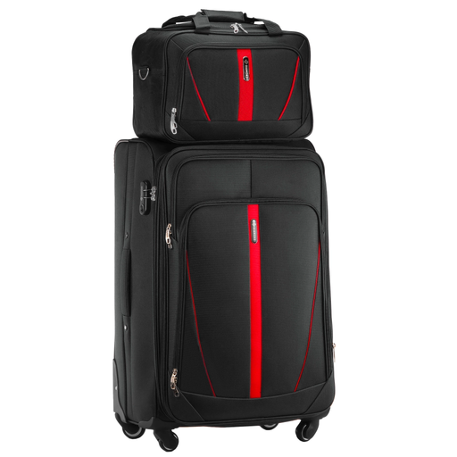 Schwarzer Großer Weichschalenkoffer mit Reisetasche