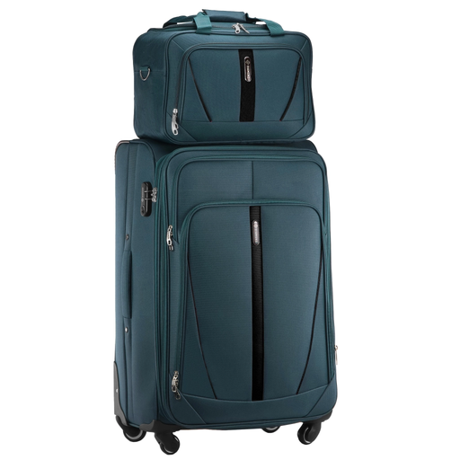 Grüner Groẞer Weichschalenkoffer mit Reisetasche