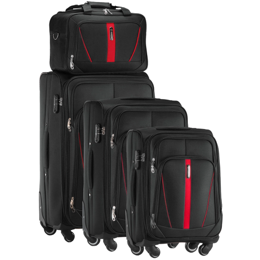 Schwarzes Kofferset mit Reisetasche