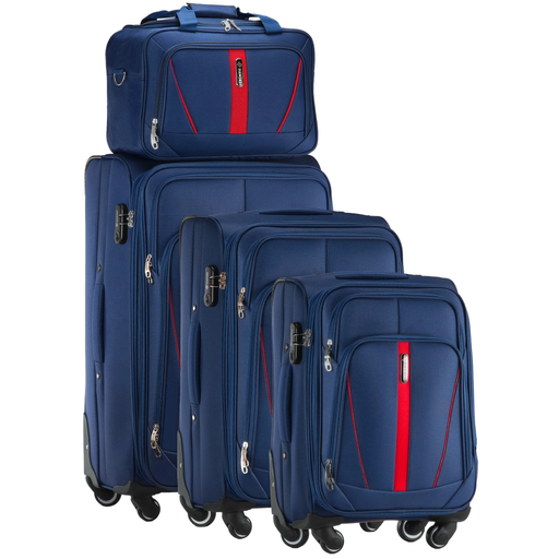 Dunkelblaues Kofferset mit Reisetasche