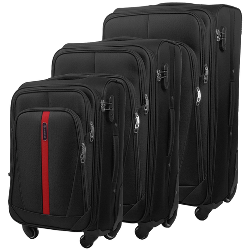 Set aus 5 Weichschalenkoffern aus Codura (XL+M+S) Schwarz