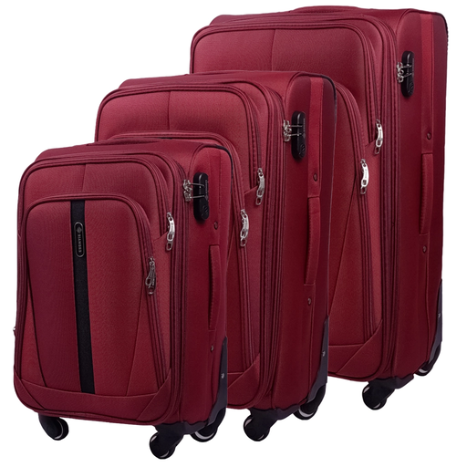 Set aus 5 Weichschalenkoffern aus Codura (XL+M+S) Rote