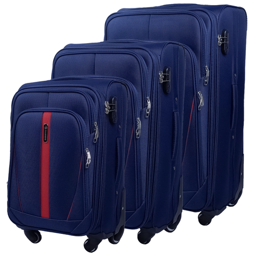 Set aus 5 Weichschalenkoffern aus Codura (XL+M+S) Marineblau