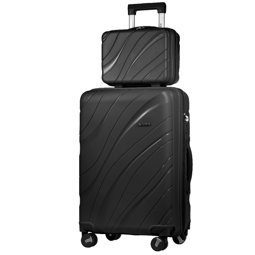 Set aus mittlerem Koffer + Kosmetikkoffer aus Polypropylen (M+BC) Schwarz