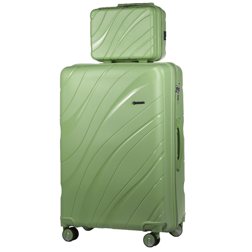 Set aus großem Koffer + Kosmetikkoffer aus Polypropylen (XL+BC) Mint
