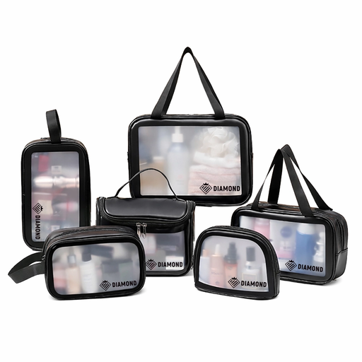 Transparentes Kosmetiktaschen-Set 6in1