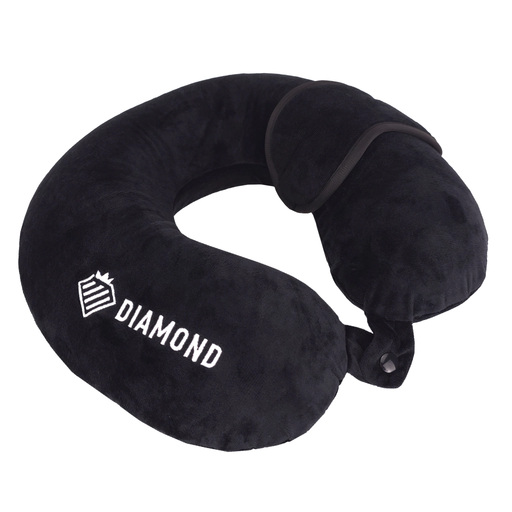 Schwarzes Nacken-Reisekissen aus Memory-Schaum mit Schlafmaske