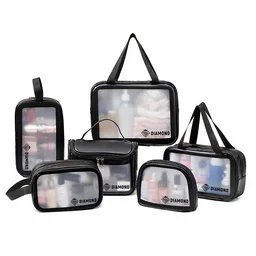 Transparentes Kosmetiktaschen-Set 6in1